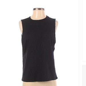 Fabletics Solid Black Active Tank Top with open back workout